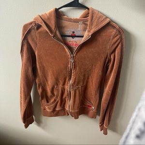 Brown Velour Hoodie Zip